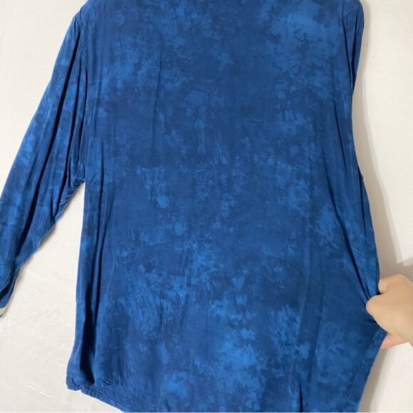 Vintage Nativewear Designs Blue Stonewash Long Sleeve Button Up Blouse M - Picture 13 of 16